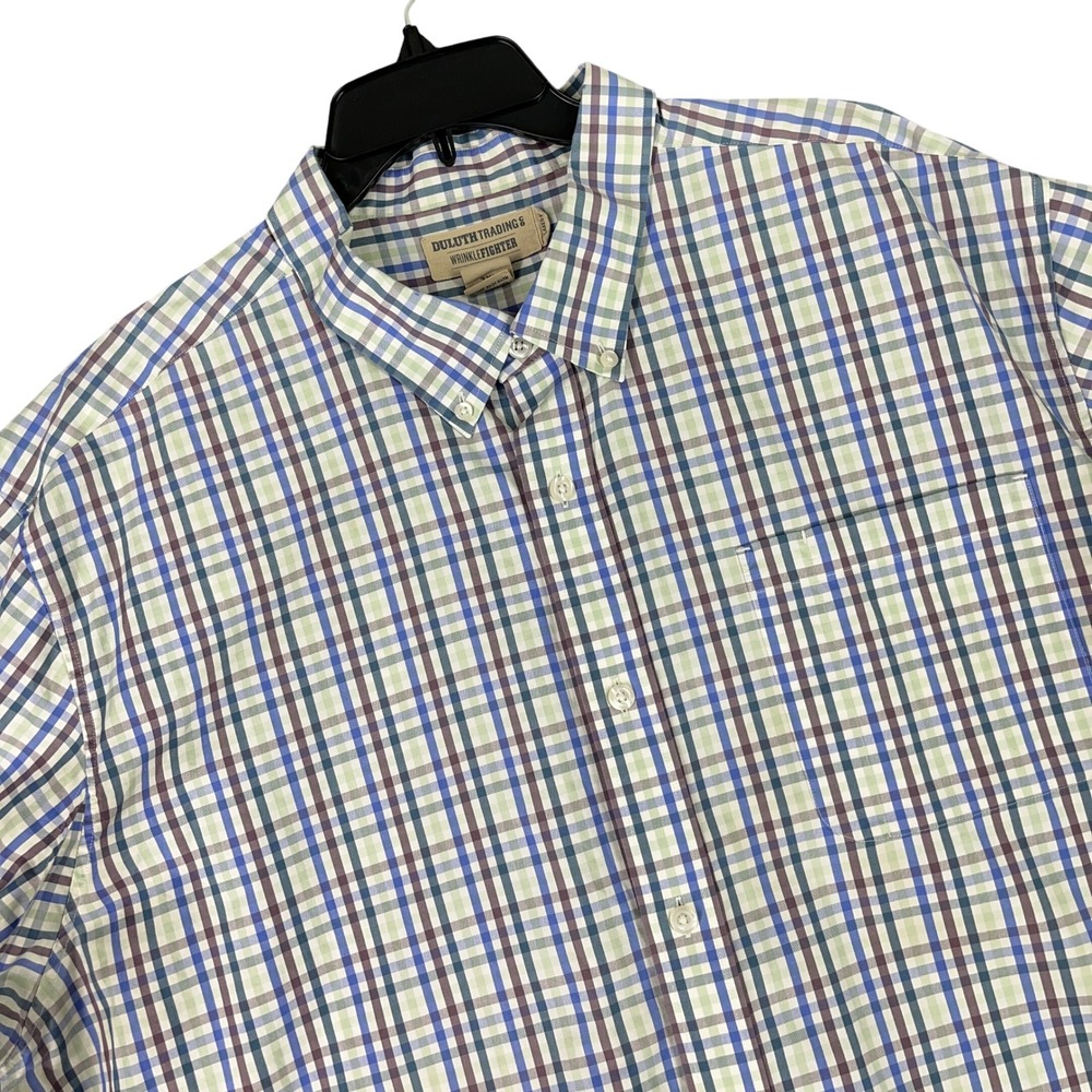 Duluth Trading Co Relaxed Fit Wrinklefighter Shirt Mens 3XL Plaid Short Sleeve